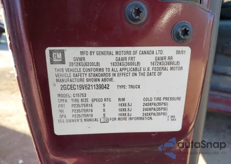 2002 Chevrolet Silverado 1500 Ls from USA, damaged, VIN 2GCEC19V621139042